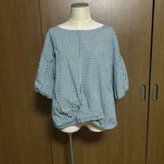 未使用 コリーナ ギンガムチェックブラウス