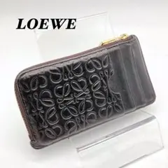極美✨LOEWE 二つ折り財布 リピート エンボス アナグラム ブラック
