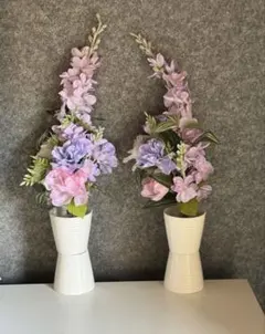 【仏壇・墓前仏花】大きめで豪華2個:淡い紫ピンクアレンジメント｜ペットのお供え