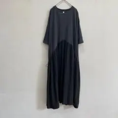 グレー カットソーワンピース 半袖　ゆったりワンピ