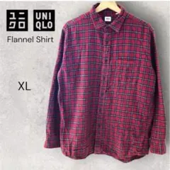 UNIQLO ネルシャツ チェック柄 レッド XL メンズ 綿100% 秋冬のサムネイル