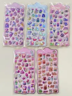 可愛い立体シール ぷっくりシール5シートセット