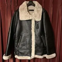 レザー ファー付きムートンライダースジャケットZARA