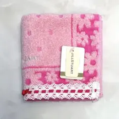 【新品】ジルスチュアート タオルハンカチ ピンク レース 刺繍