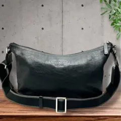 コーチ ヘリテージレザー ショルダーバッグ ブラック 男女兼用 ユニセックス　黒