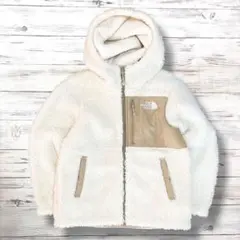 美品 ザノースフェイス ボアジャケット 刺繍 ホワイト キッズ130 0647