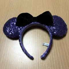 ディズニー　カチューシャ　ミニー　スパンコール　パープル　紫　ハロウィン