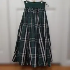 FENNEL 緑系チェック柄ロングスカート 9号