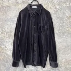 INTERMEZZO ベロア調 シャツジャケット 長袖 ダークグレー系のサムネイル