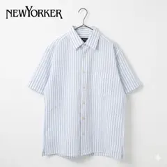 NEW YORKER ニューヨーカー 半袖ストライプシャツ コットン100% Lのサムネイル
