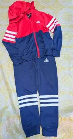 adidas ジャージ上下セット 赤/紺　パーカー　140