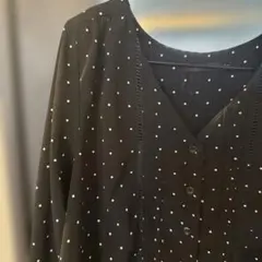 Heater ブラックドット長袖ブラウス平成水玉