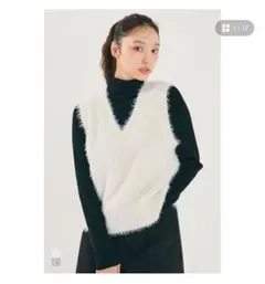 coca ラメふんわりシャギーＶネックニットベスト