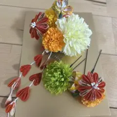 七五三用 布製花飾り コーム付き