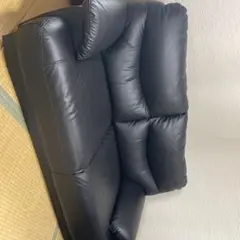 北欧ノルウェー製 ブラックレザーオットマン - メルカリ