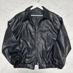 未使用級美品　フェイクレザージャケット　短丈　ブラック　黒　サイズXL