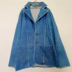 デニムジャケット ブルー 襟付き ボタン カジュアル アウター