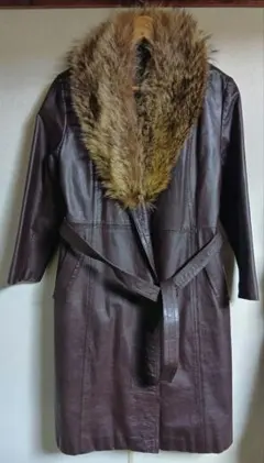 ヴィンテージ リアルレザーファーコート ロングコート 古着