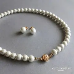 ネックレス+ピアス（イヤリング）セット◆コットンパール 結婚式 パール