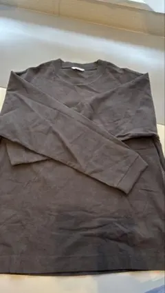 無地 クルーネック 長袖カットソー ダークブラウンのサムネイル