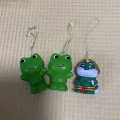 製薬会社　ノベルティ風神 カエル ストラップ 3点セットのサムネイル