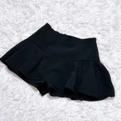 【c7587】ミニスカート　ズボン　フレア　ブラック