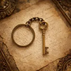 アンティーク風 鍵 キーホルダー バッグチャーム レトロ 真鍮風