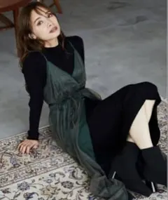 【セットアイテム】ニットワンピースｘチュールキャミワンピース