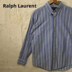 Ralph Laurent ラルフローレン ストライプ 長袖シャツ 青紫と緑