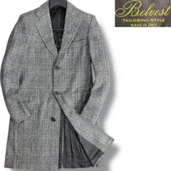 J7069 新品 ベルベスト ウールチェスターコート チャコールグレー 50 J7069 新品 ベルベスト ウールチェスターコート チャコールグレー 50