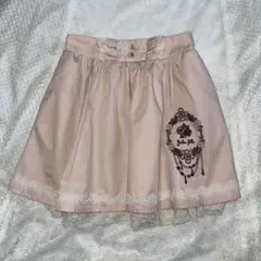 アクシーズファム　ピンク フレアスカート レース刺繍付き
