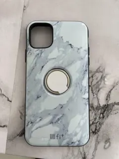 iPhone11用ケース 大理石模様 リング付き