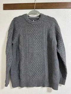 BEAMS グレー ケーブルニット セーター L