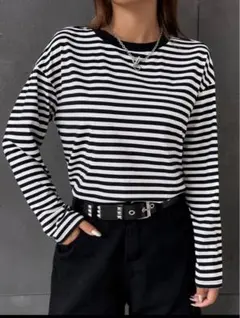 ストライプ ボーダー ロンT 長袖 Tシャツ SHEIN 重ね着