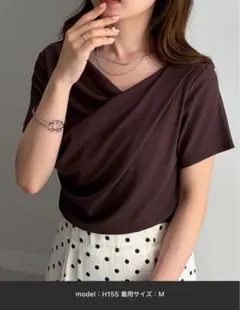 RANAN 2WAYドレープリブTシャツ ダークブラウン