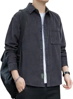 シャツ メンズ 秋 長袖 無地 カジュアル M