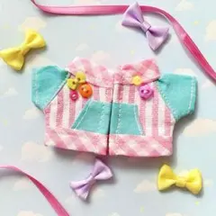 【10cmぬい服】カラフルボタンのパステルブルゾンA