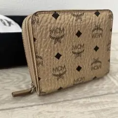 NH03 MCM 美品 ヴィセトス ラウンドファスナー長財布 シルバー金具 