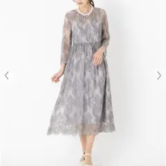 【美品】アーバンリサーチロッソ 配色レースドレス 38 結婚式 オケージョン