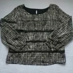 ツイード柄 プリントブラウス