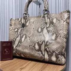 美品】PRADA プラダ ミニハンドバッグ パイソン 三角ロゴ ベージュ