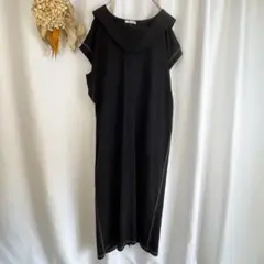 THE SHOP TK ワンピース 襟 ロング丈 スウェット 黒 L df872