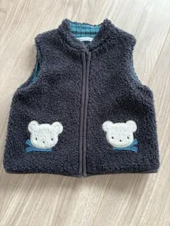 美品　familiar ボアベスト 秋 ネイビー 80 ファミリア