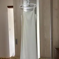 アイボリー リブ編み キャミワンピース