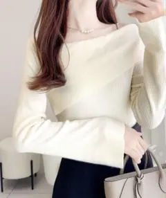 mily bilet ２WAYアシンメトリーオフショルダーリブニット