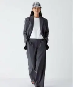 ユニクロCタックワイドストレートパンツ 07 GRAY