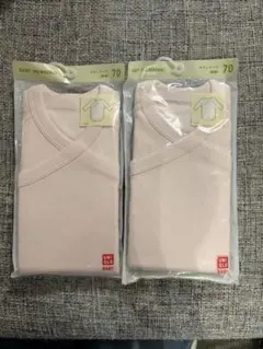 UNIQLO 長袖ボディスーツ70ピンク 2枚セット