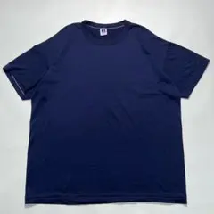 80s ラッセル USA製 ビンテージTシャツ XL 紺 無地 シングル8209