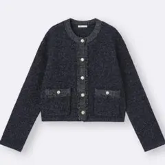 GU フリンジダブルポケットニットジャケット