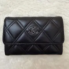 シャネル　マトラッセ　カードケース　名刺入れ　黒　ブラック　ミニ財布　20番台